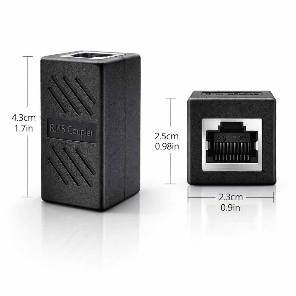 RJ45 Ethernet Cable Coupler (Female to Female) – Cat7 / Cat6 / Cat5e Compatible