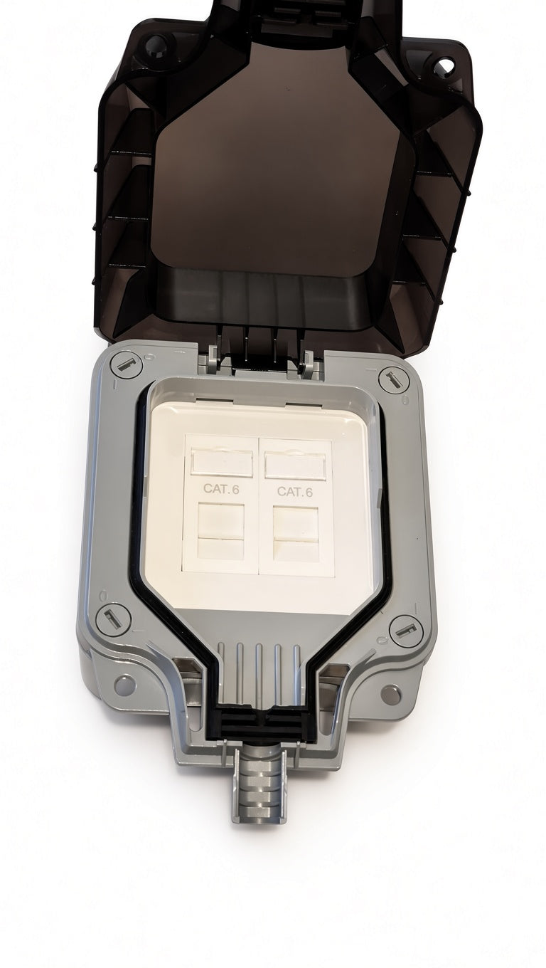 IP66 Cat6 Dual Port RJ45 Weatherproof Outdoor Ethernet Socket