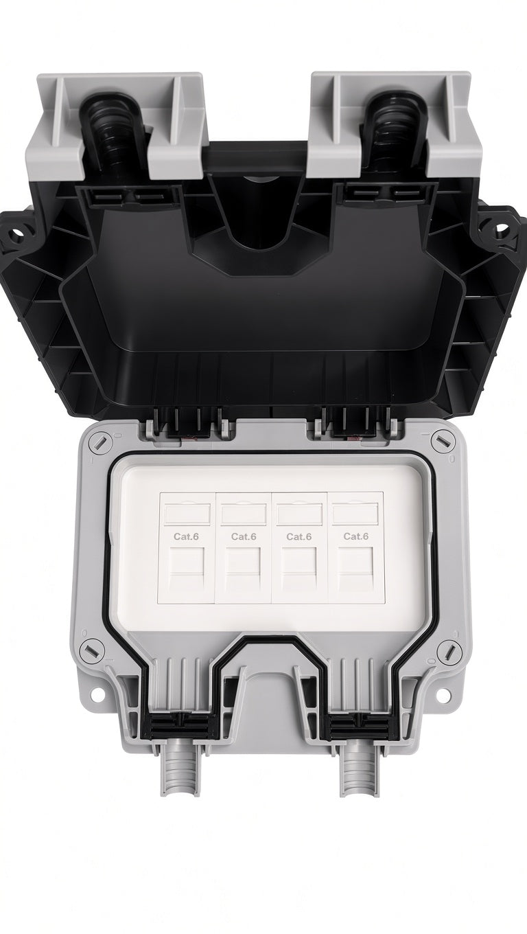 IP66 Cat6 4-Port RJ45 Weatherproof Outdoor Ethernet Socket